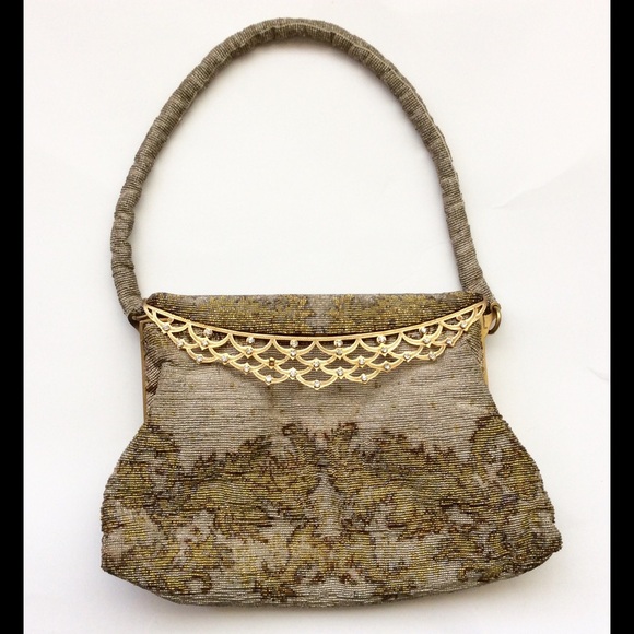 Vintage bag small bagArt Deco bag gold beaded small handbag special occasion